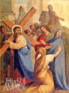 Jedna ze stacji drogi krzyżwej - "Jezus spotyka matkę" fot.archiwum Muzeum Polskiego w Ameryce