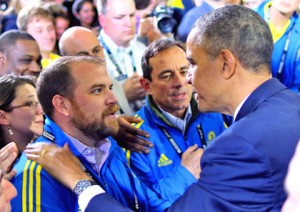 Prezydent Obama spotkał się z rannymi w zamachach w Bostonie fot.: John Tlumacki/PAP/EPA