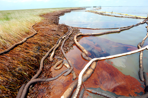 Wyciek z platformy wiertniczej BP Deepwater Horizon na wodach Zatoki Meksykańskiej spowodował największą w historii USA katastrofę ekologiczną fot. PAP/EPA
