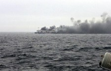 Ferry catches fire off coast of Greece