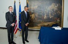 Obama Signs Condolence Book at the Embassy of France