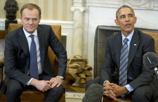 US President Barack Obama hosts European Council President Donald Tusk in the Oval Office