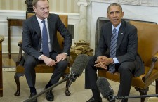 US President Barack Obama hosts European Council President Donald Tusk in the Oval Office