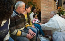 Pope Francis during the traditional Washing of the feet