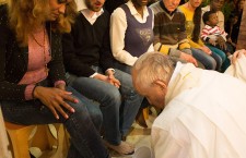 Pope Francis during the traditional Washing of the feet