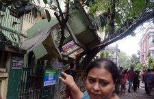 Earthquake tremors in Siliguri damage a building