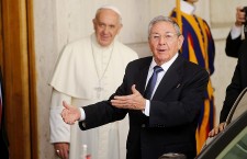 Cuban President Raul Castro arrives at Vatican City to meet Pope Francis
