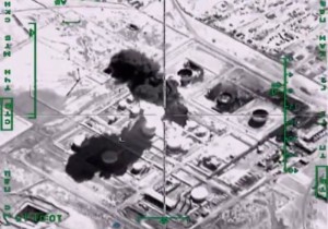 epa05031642 A handout frame grab from video footage published on the official website of the Russian Defence Ministry 18 November 2015 shows smoke rising after strike carried out by a Russian Su-34 bomber against what Russia says was Islamic State (ISIS or IS) oil refining plant. Russian aviation has significantly increased the intensity of strikes against what Russia says were Islamic State targets in Syria.  EPA/RUSSIAN DEFENCE MINISTRY PRESS SERVICE BEST QUALITY AVAILABLE/HANDOUT EDITORIAL USE ONLY/NO SALES