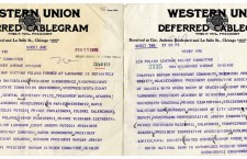 Telegram z 11 lutego 1915 r. wysłany do Polskiego Centralnego Komitetu Ratunkowego przy 984 Milwaukee Ave. informujący o składzie osobowym Komitetu, jaki zawiązał się w Szwajcarii, z prezesem H. Sienkiewiczem i wiceprezesem I.J. Paderewskim