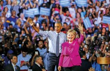 Hillary Clinton holds campaign rally with US President Barack Obama in Charlotte, North Carolina, USA