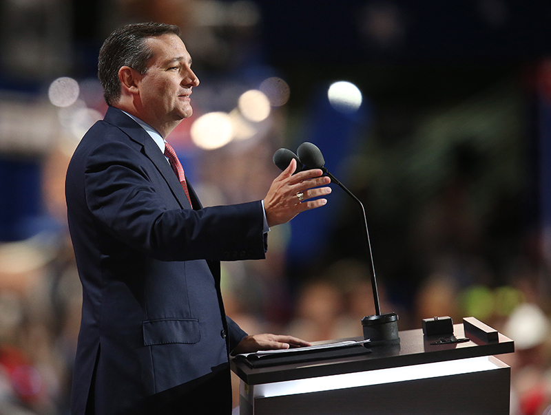 Ted Cruz na konwencji w Cleveland fot.David Maxwell/EPA