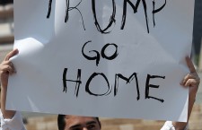 Protest against visit of Donald Trump