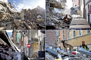 Zniszczone miasto Amatrice we Włoszech  po trzęsieniu ziemi fot.Massimo Percossi/EPA