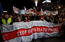 Stop Devastation of Poland demonstration on the 35th anniversary of the introduction of martial law in Warsaw