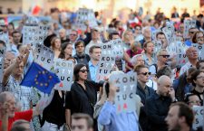 People gather in Warsaw to protest amendment of Supreme Court act, Poland - 04 Jul 2018