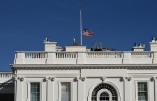 The US flag flies at half-mast above the White House after death of Michigan Democrat John Dingell, Washington, USA - 08 Feb 2019