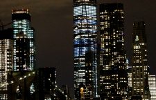One World Trade Center lit to mark Notre Dame Fire, New York, USA - 16 Apr 2019